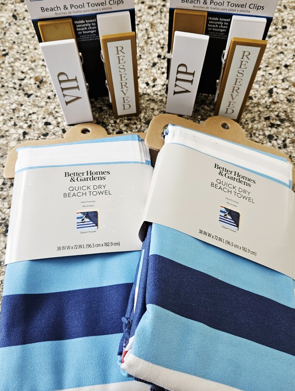 Better Homes And Gardens Quick Dry Beach Towel - Blue Stripeand Towel Clips